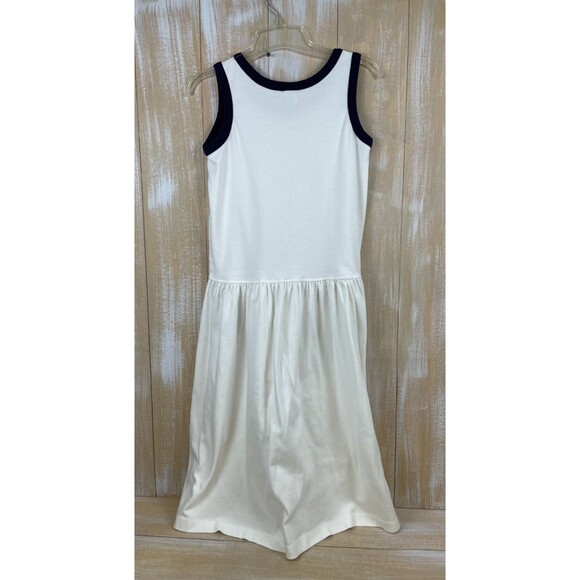 Lands' End Sleeveless Pleated Flare Tank Dress Women's Size S White & Navy - Picture 4 of 10